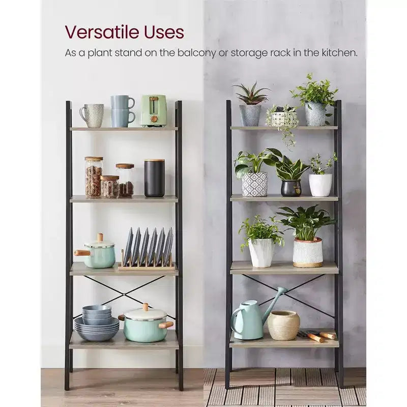 VASAGLE 4-Tier Ladder Shelf Bookshelf Bookcase Furniture Storage Rack Shelves