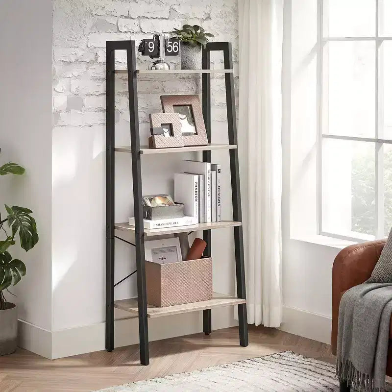 VASAGLE 4-Tier Ladder Shelf Bookshelf Bookcase Furniture Storage Rack Shelves
