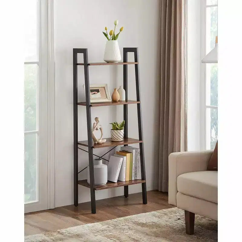 VASAGLE 4-Tier Ladder Shelf Bookshelf Bookcase Furniture Storage Rack Shelves