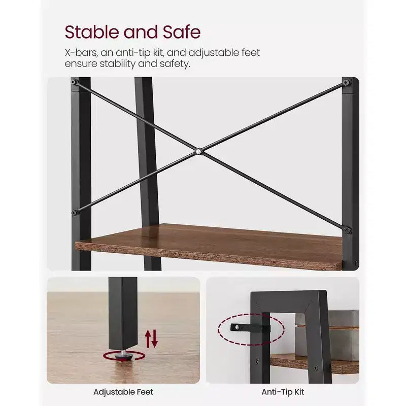 VASAGLE 4-Tier Ladder Shelf Bookshelf Bookcase Furniture Storage Rack Shelves