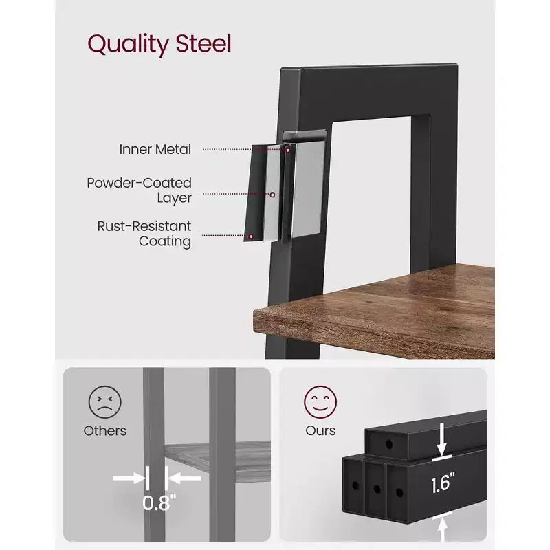 VASAGLE 4-Tier Ladder Shelf Bookshelf Bookcase Furniture Storage Rack Shelves