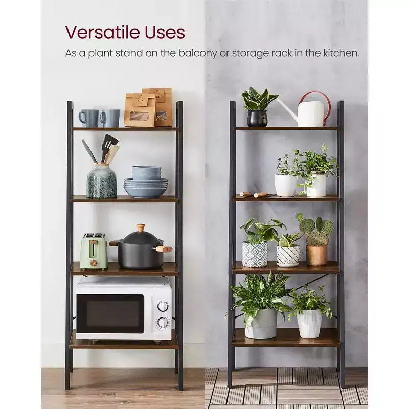 VASAGLE 4-Tier Ladder Shelf Bookshelf Bookcase Furniture Storage Rack Shelves