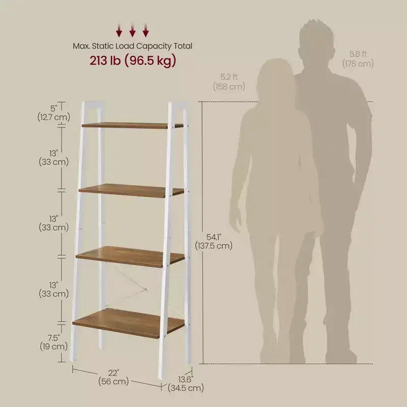VASAGLE 4-Tier Ladder Shelf Bookshelf Bookcase Furniture Storage Rack Shelves