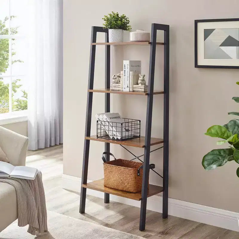 VASAGLE 4-Tier Ladder Shelf Bookshelf Bookcase Furniture Storage Rack Shelves