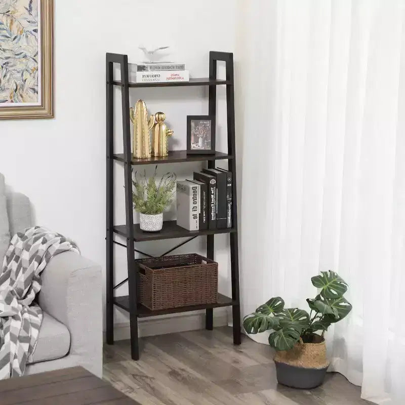 VASAGLE 4-Tier Ladder Shelf Bookshelf Bookcase Furniture Storage Rack Shelves
