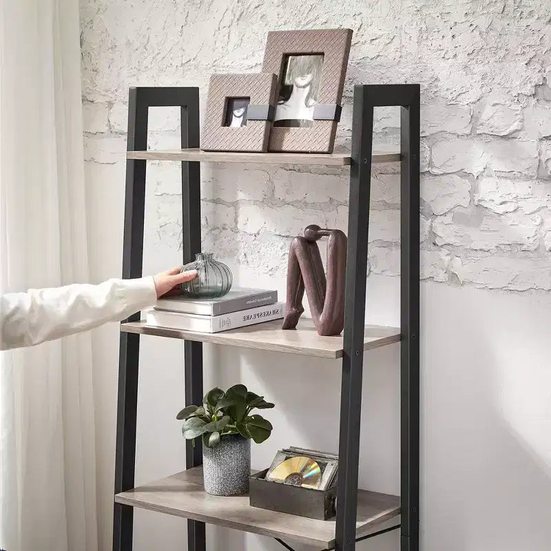 VASAGLE 4-Tier Ladder Shelf Bookshelf Bookcase Furniture Storage Rack Shelves