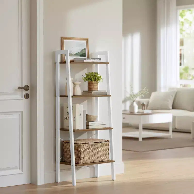 VASAGLE 4-Tier Ladder Shelf Bookshelf Bookcase Furniture Storage Rack Shelves