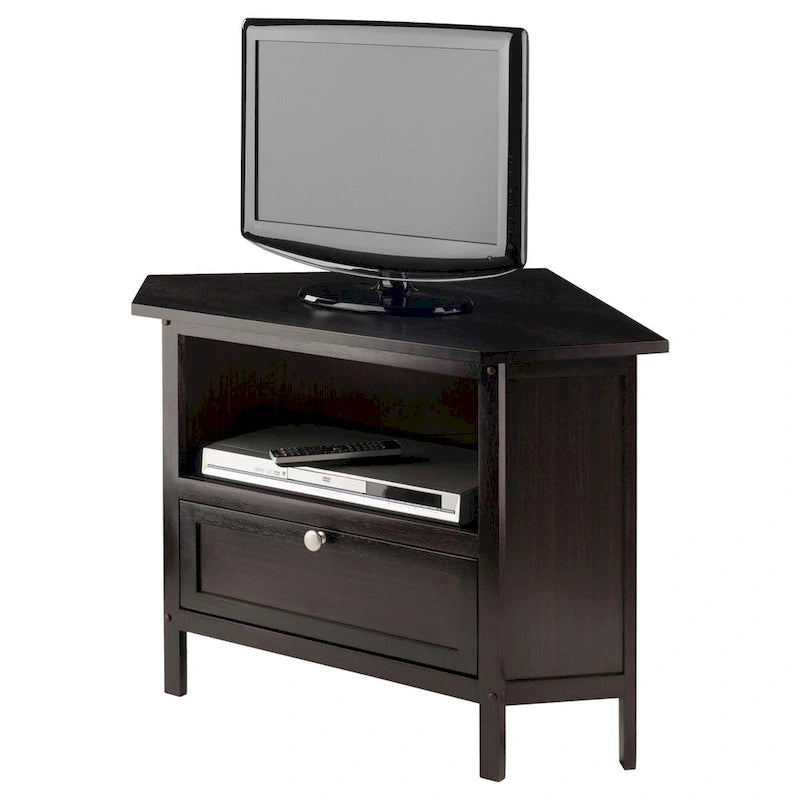 Mobile TV e multimediale ad angolo Zena, Espresso - 34,65 x 23,94 x 22,28 pollici