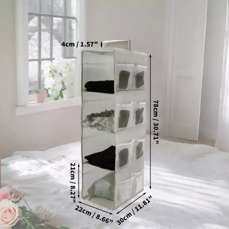 Unique Bargains 2-Shelf Closet Hanging Organizer with Magic Tapes