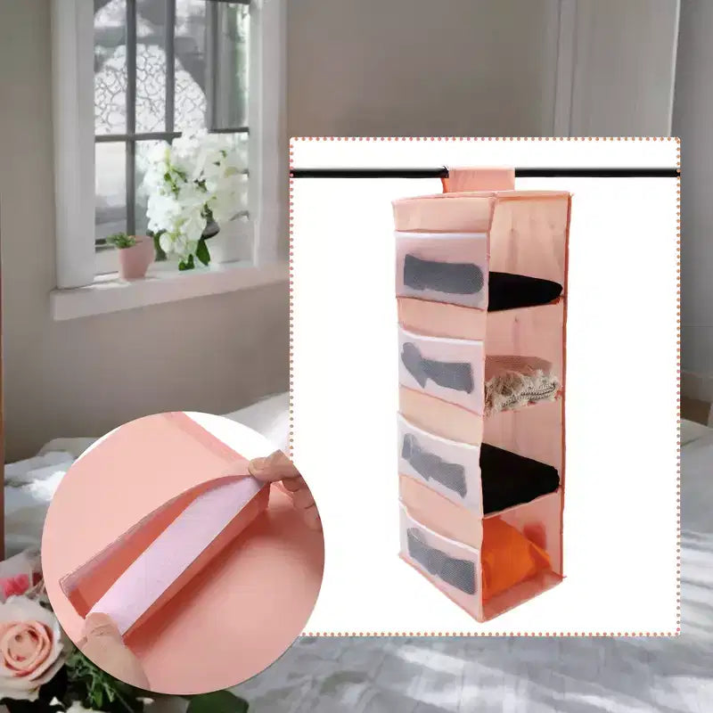 Unique Bargains 2-Shelf Closet Hanging Organizer with Magic Tapes