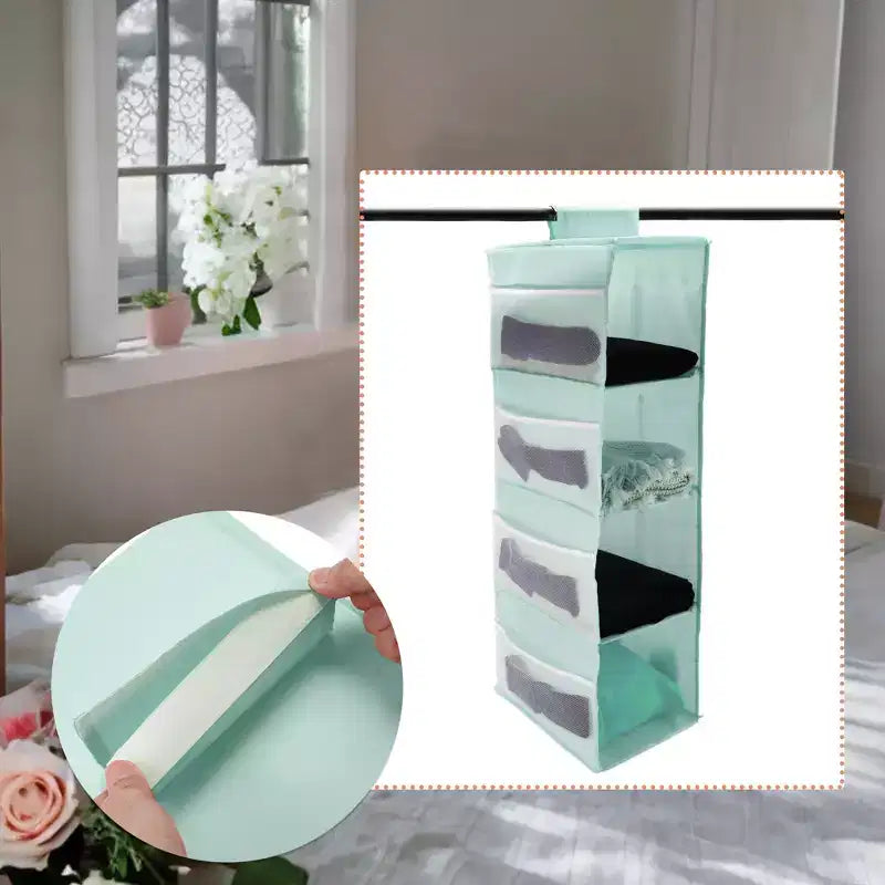 Unique Bargains 2-Shelf Closet Hanging Organizer with Magic Tapes