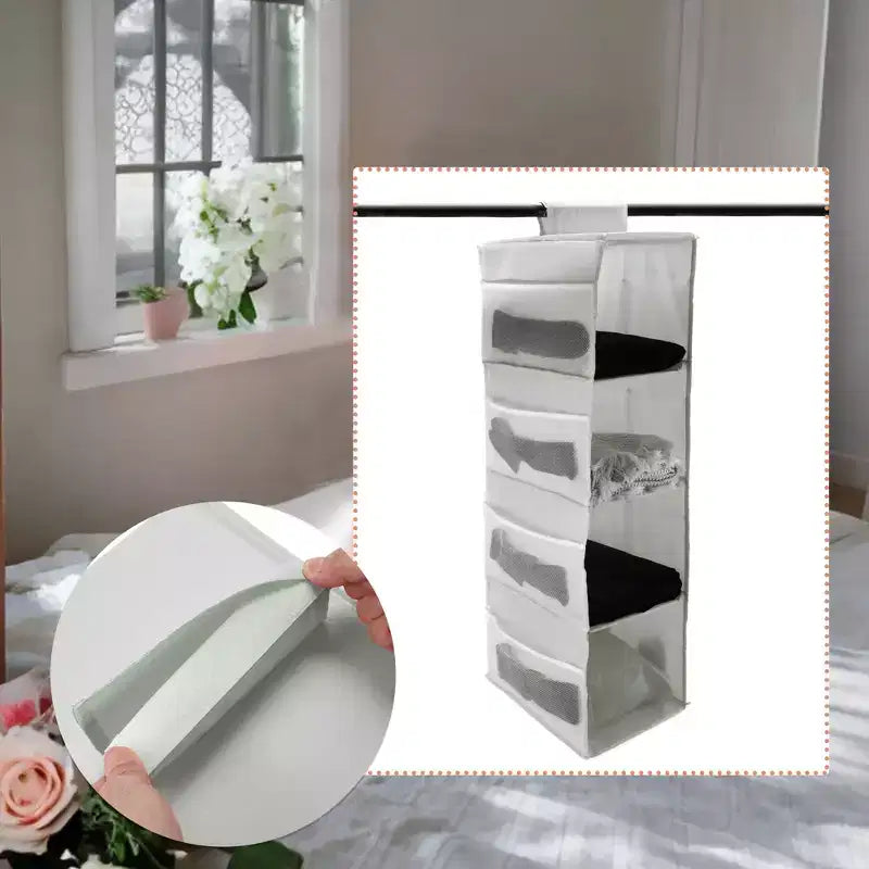 Unique Bargains 2-Shelf Closet Hanging Organizer with Magic Tapes