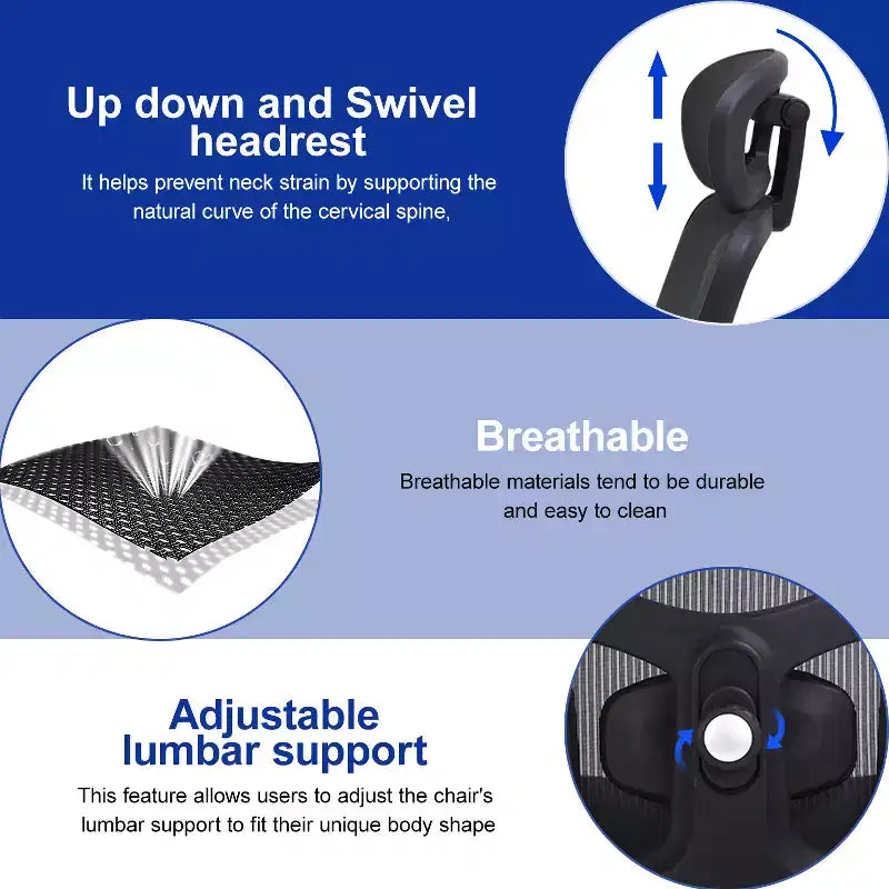 FDW Big and Tall Office Chair Home Office Chair & Sofa Desk Chair with Lumbar Support Flip UP Arms Headrest High Back Ergonomic Mesh Chair, Black