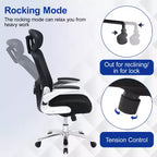 FDW Big and Tall Office Chair Home Office Chair & Sofa Desk Chair with Lumbar Support Flip UP Arms Headrest High Back Ergonomic Mesh Chair, Black