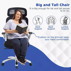 FDW Big and Tall Office Chair Home Office Chair & Sofa Desk Chair with Lumbar Support Flip UP Arms Headrest High Back Ergonomic Mesh Chair, Black