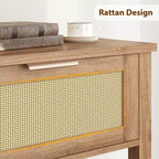 Entryway Table with 2 Drawers, Console Table for Entryway, Wooden Sofa Table with Storage, Boho Console Table for Living Room, Hallway Foyer Table