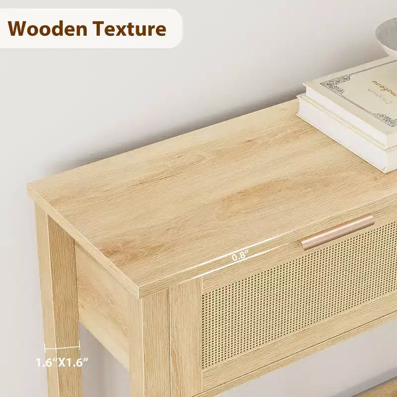 Entryway Table with 2 Drawers, Console Table for Entryway, Wooden Sofa Table with Storage, Boho Console Table for Living Room, Hallway Foyer Table