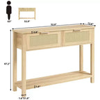 Entryway Table with 2 Drawers, Console Table for Entryway, Wooden Sofa Table with Storage, Boho Console Table for Living Room, Hallway Foyer Table