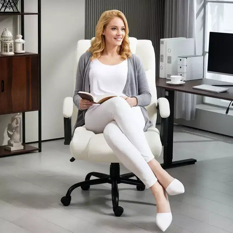Vinsetto High Back Big and Tall Executive Office Chair 485lbs with Wide Seat Computer Desk Chair with Linen Fabric Swivel Wheels