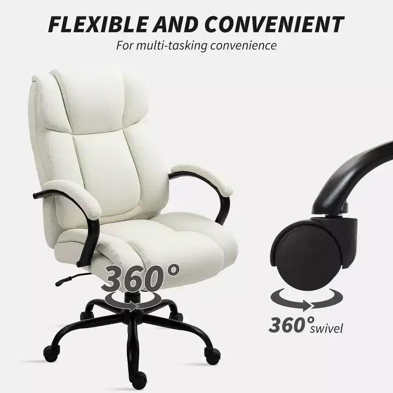 Vinsetto High Back Big and Tall Executive Office Chair 485lbs with Wide Seat Computer Desk Chair with Linen Fabric Swivel Wheels