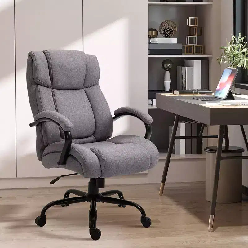 Vinsetto High Back Big and Tall Executive Office Chair 485lbs with Wide Seat Computer Desk Chair with Linen Fabric Swivel Wheels