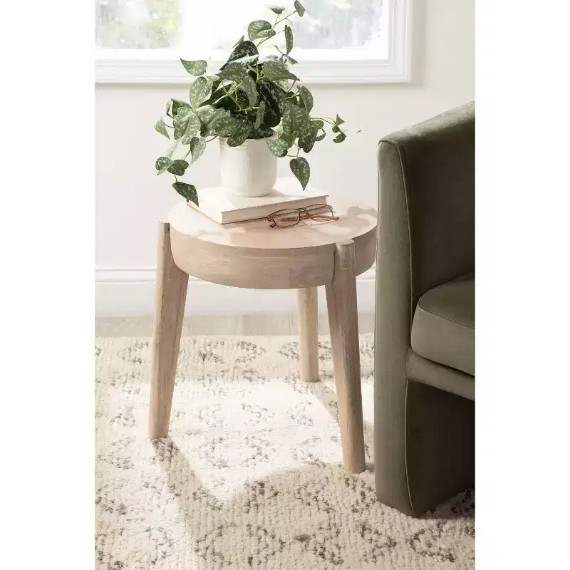 Kate and Laurel Vola Wood Side Table, 17x17x18, Natural