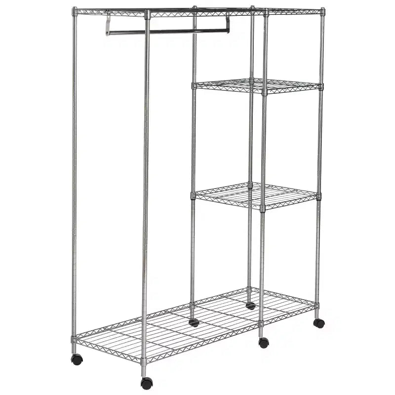 Betsy Adjustable Garment Rack (Optional Casters/Wheels) - HAC1008 - Chrome - Safavieh