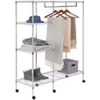 Betsy Adjustable Garment Rack (Optional Casters/Wheels) - HAC1008 - Chrome - Safavieh