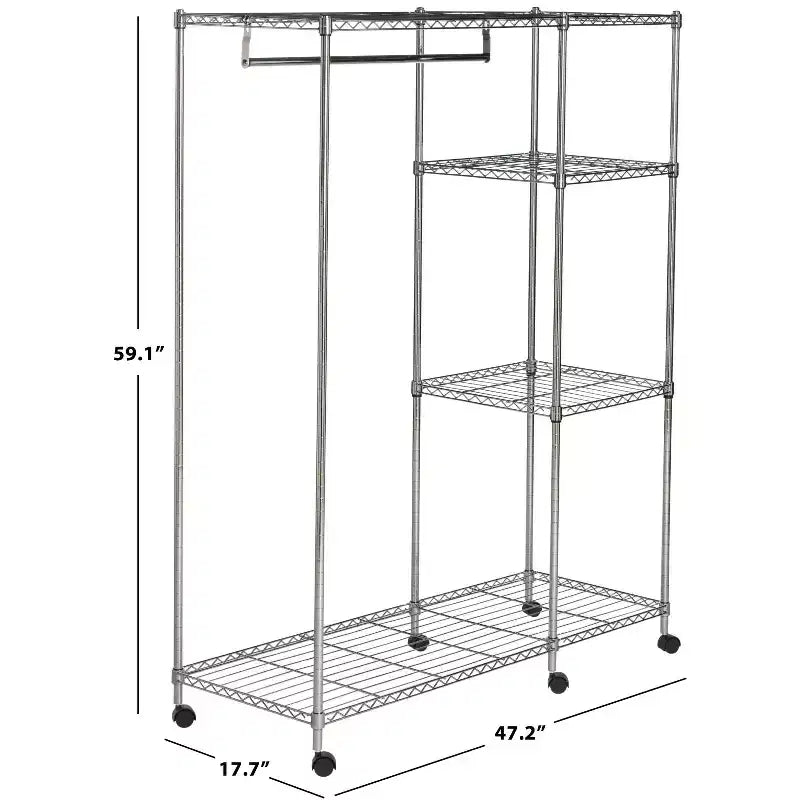 Betsy Adjustable Garment Rack (Optional Casters/Wheels) - HAC1008 - Chrome - Safavieh