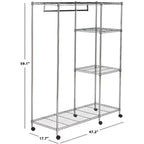 Betsy Adjustable Garment Rack (Optional Casters/Wheels) - HAC1008 - Chrome - Safavieh