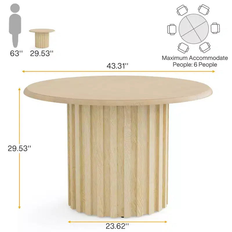 Lantine 43.3 Farmhouse Round Dining Table for 4