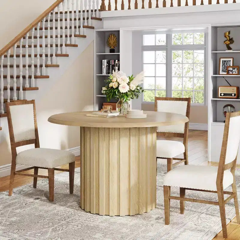 Lantine 43.3 Farmhouse Round Dining Table for 4