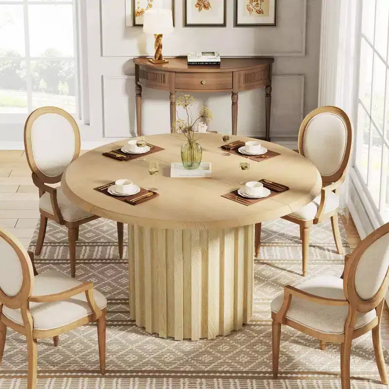 Lantine 43.3 Farmhouse Round Dining Table for 4