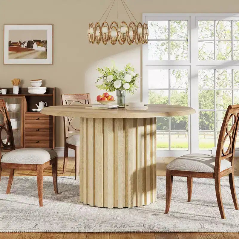 Lantine 43.3 Farmhouse Round Dining Table for 4