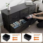 JIONJOY 5 - Drawer Dresser Fabric Dresser Storage Unit Side Table with Metal Frame