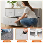 JIONJOY 5 - Drawer Dresser Fabric Dresser Storage Unit Side Table with Metal Frame