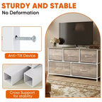 JIONJOY 5 - Drawer Dresser Fabric Dresser Storage Unit Side Table with Metal Frame