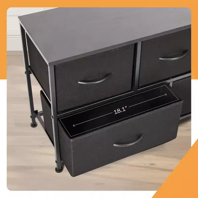 JIONJOY 5 - Drawer Dresser Fabric Dresser Storage Unit Side Table with Metal Frame