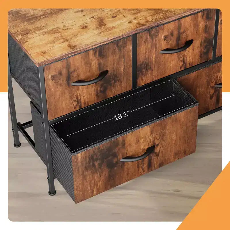 JIONJOY 5 - Drawer Dresser Fabric Dresser Storage Unit Side Table with Metal Frame
