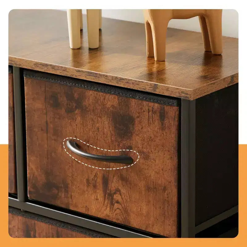 JIONJOY 5 - Drawer Dresser Fabric Dresser Storage Unit Side Table with Metal Frame