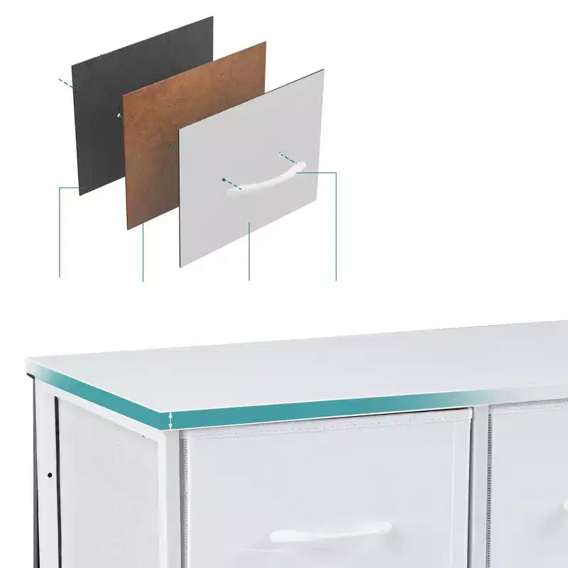 JIONJOY 5 - Drawer Dresser Fabric Dresser Storage Unit Side Table with Metal Frame