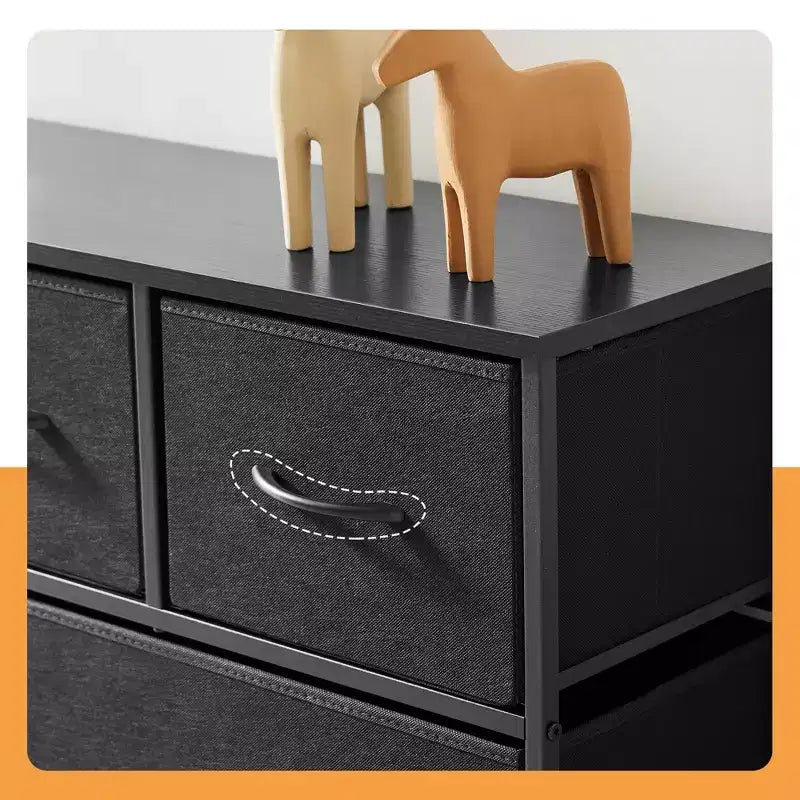 JIONJOY 5 - Drawer Dresser Fabric Dresser Storage Unit Side Table with Metal Frame