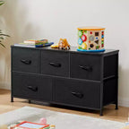JIONJOY 5 - Drawer Dresser Fabric Dresser Storage Unit Side Table with Metal Frame