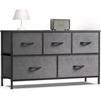 JIONJOY 5 - Drawer Dresser Fabric Dresser Storage Unit Side Table with Metal Frame
