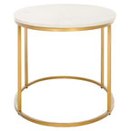 Tavolino da caffè Art Déco in marmo con cornice circolare aperta dorata, completamente assemblato, 99 cm L x 53 cm P x 46 cm A