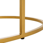 Tavolino da caffè Art Déco in marmo con cornice circolare aperta dorata, completamente assemblato, 99 cm L x 53 cm P x 46 cm A