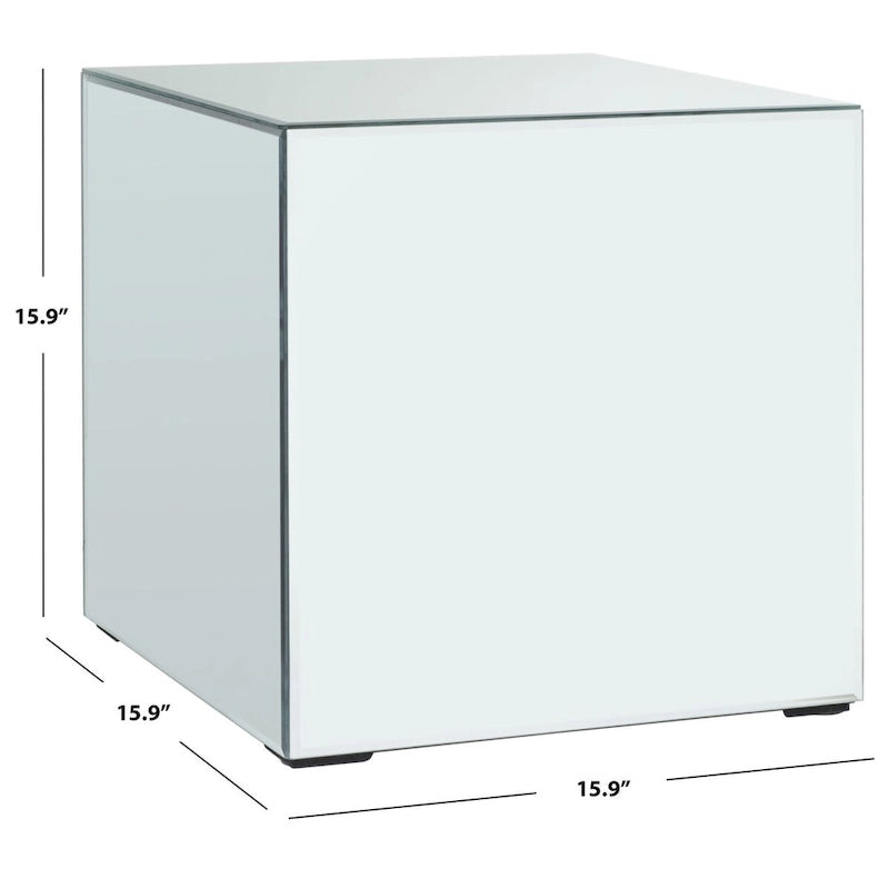 Tavolino d'appoggio con finitura a specchio, finitura completamente a specchio, 40,6 cm L x 40,6 cm P x 40,6 cm H, design salva-spazio