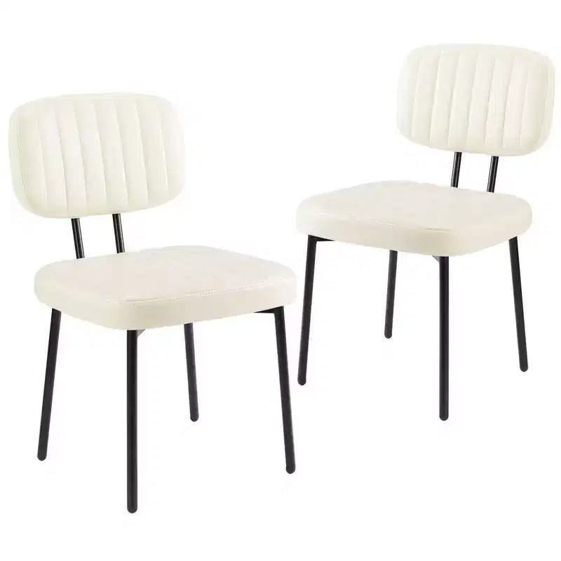 JIONJOY Mid Century Modern Faux Leather Upholstery Dining Chair with Metal Legs Set of 2