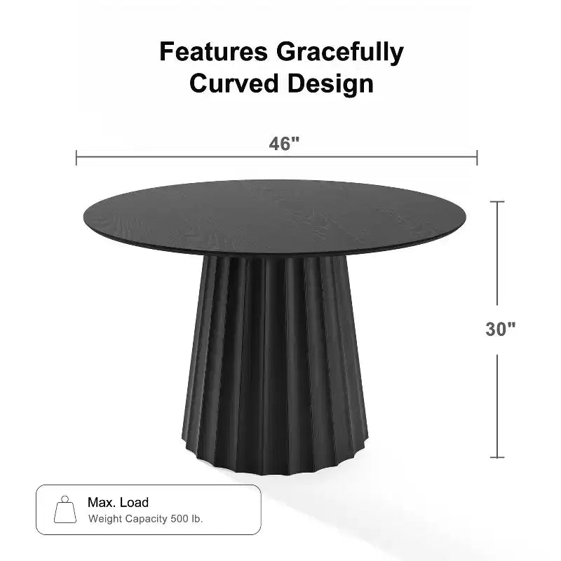 Dovelina Round Dining Table Mid-Century Dining Room Table with Designer Table Base