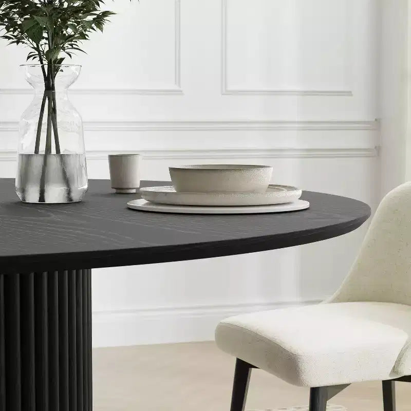 Dovelina Round Dining Table Mid-Century Dining Room Table with Designer Table Base